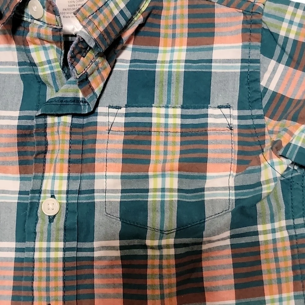 5/$25 Gymboree size 6-12 months short sleeve button down plaid shirt